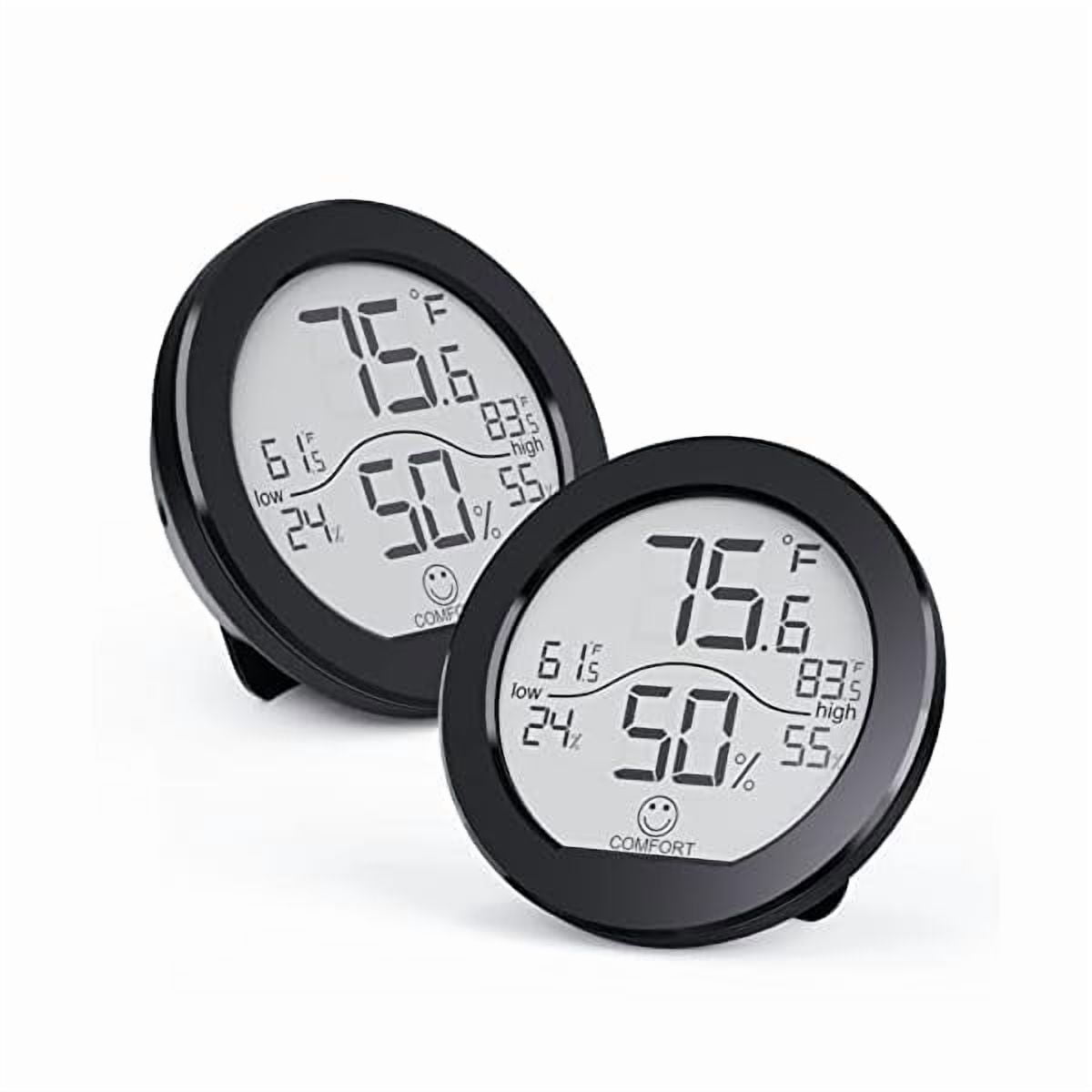 ZLC Hygrometer Thermometer for Room Temperature Humidity Meter Indoor Thermometer Accuracy Calibration LCD Temperature Sensor with Maximum and Minimum Records, TH1, Black, 2 Pack