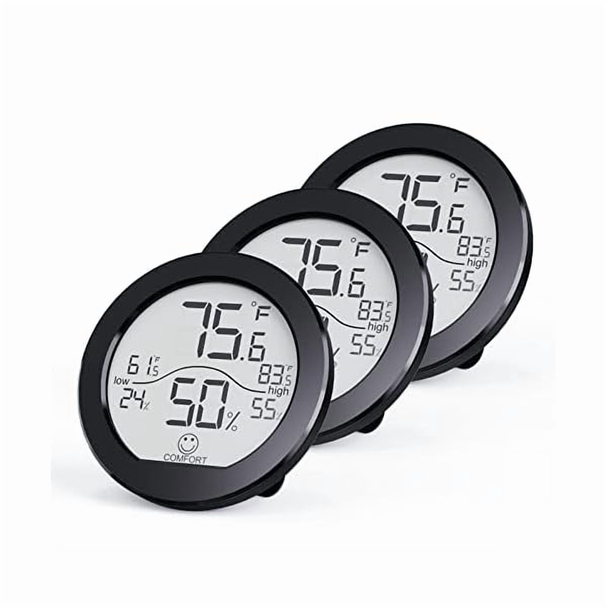 ZLC Indoor Digital Hygrometer 3 Pack Room Thermometer and Humidity Gauge LCD with Max and Min Records (Black)