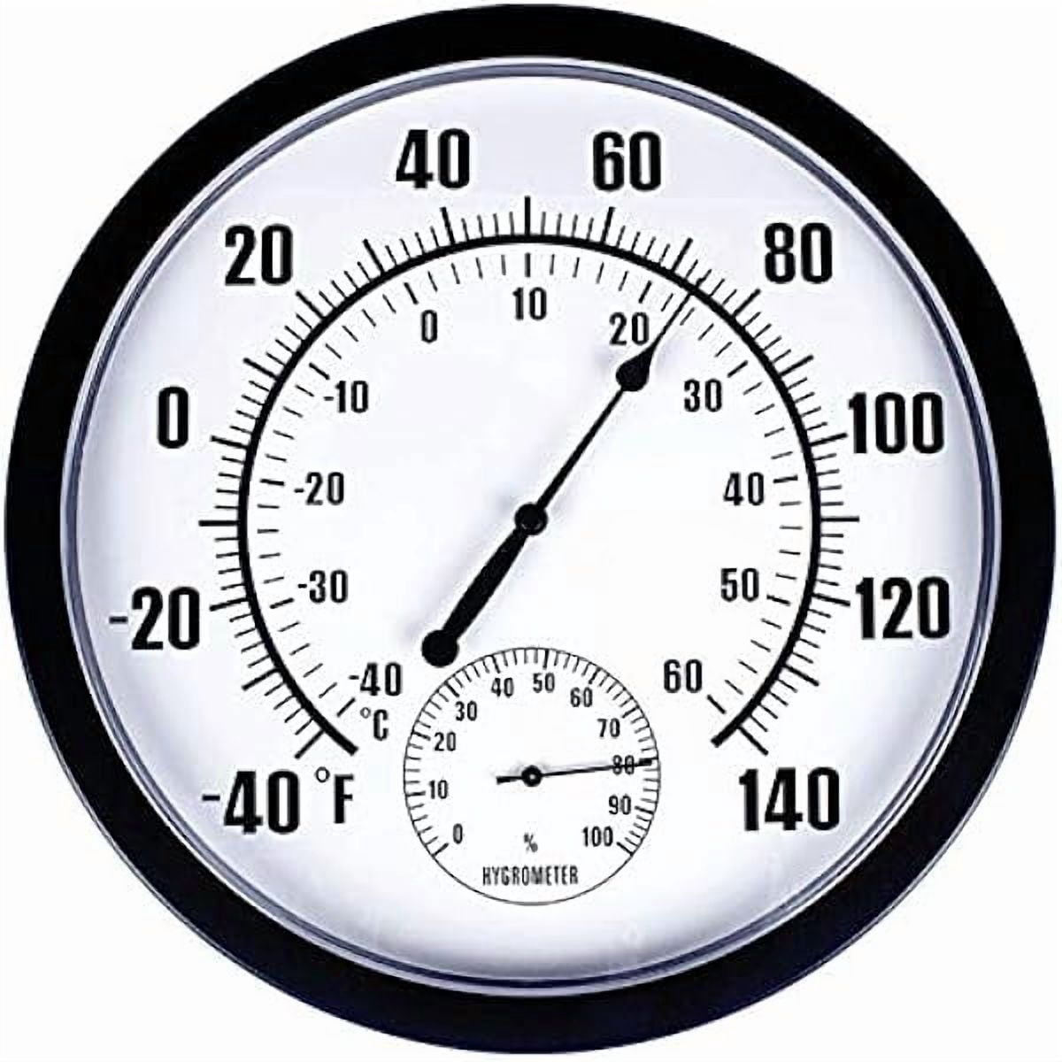 ZLC Indoor Outdoor Thermometer, 10 Inch Large Numbers Waterproof Wall Thermometer with Hygrometer for Patio Home Living Room Bedroom(Black2)