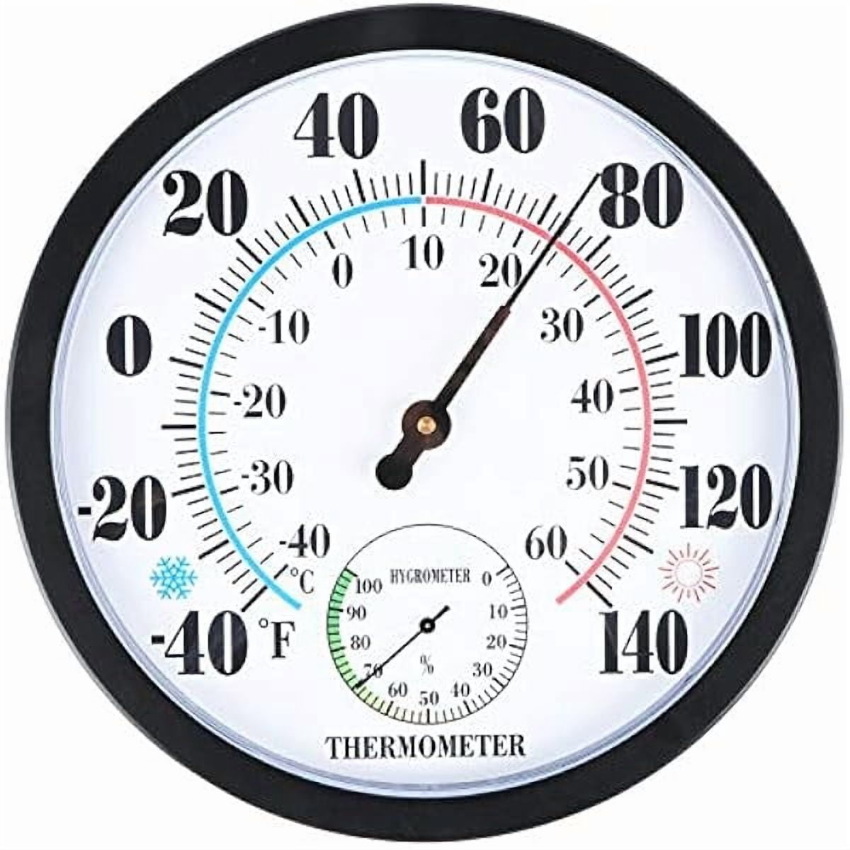 ZLC Indoor Outdoor Thermometer, 10 Inch Large Numbers Waterproof Wall Thermometer with Hygrometer for Patio Home Living Room Bedroom(Black)