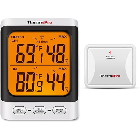 ZLC Indoor Outdoor Thermometer Wireless, 500 ft Outside Thermometer with Cold-Resistant Sensor, Outdoor Thermometers for Patio Waterproof with 3.3" LCD Display, Backlit Outdoor Temperature Gauge