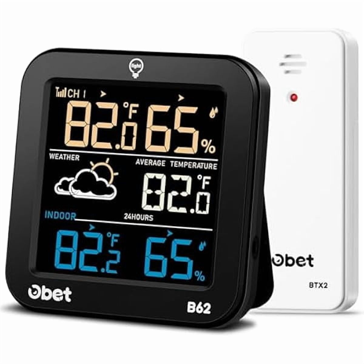 ZLC Indoor Outdoor Thermometer Wireless Weather Station with 500FT Range Sensor and Adjustable Backlight Color Display Digital Temperature Humidity Monitor for House Patio