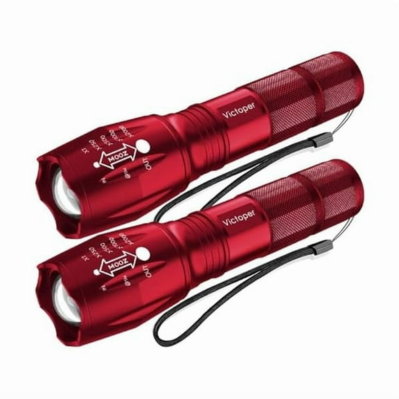 ZLC LED Flashlight 2 Pack Red, Bright High Lumens Tactical Flashlights High Lumens with 5 Modes, Waterproof Zoomable Flash Light for Outdoor, Gifts for Father's Day Camping Essentials Gear