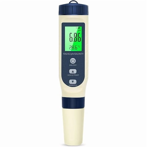 ZLC PH Tester Digital, 5 in 1 PH Meter for Water/Salinity Meter/tds/ec/Thermometer, Pool Salt Tester with Constant Temperature Compensation, Suitable for Drinking Water Swimming Pools Aquariums