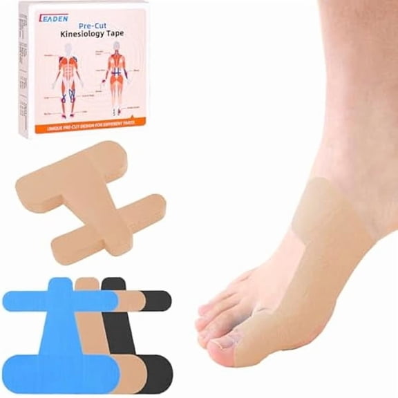 ZLC Precut Kinesiology Tape for Bunion, 40 Pcs, Bunion Corrector & Relief, Big Toe Support and Pain Relief, Breathable Hypoallergenic Latex-Free Tape, (Beige)