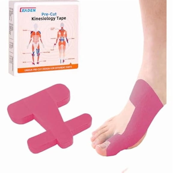 ZLC Precut Kinesiology Tape for Bunion, 40 Pcs, Bunion Corrector & Relief, Big Toe Support and Pain Relief, Breathable Hypoallergenic Latex-Free Tape (Pink)