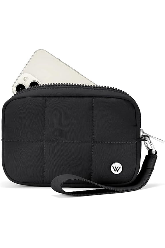 Puffer Wristlet Wallets for Women RFID Nylon Wallet with Zipper Quilted Purse for Travel Credit Card Holder Phone