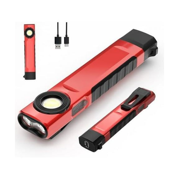 ZLC Rechargeable Flashlights 1500 Lumens EDC Flat Flashlight with 8 Modes, Pocket Flashights Waterproof, Magnetic Small Flashlights Powerful for Checking, Working, Camping, USB-C Charging