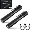 thumbnail image 1 of ZLC Rechargeable Pen Light, Mini Flashlight, 2 Pack Ultra-Compact EDC Flashlight, Pocket Flashlight with Clip, Memory Function and 2 x USB C Cable Included, Black, 1 of 1