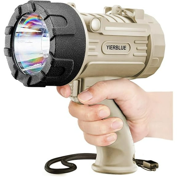 ZLC Rechargeable Spotlight Flashlight with 99,000 High Lumen LED, IP67 Waterproof Long Running Spot Light searchlight, Impact Resistant Handheld Spotlight with Foldable Stand and Red Lens