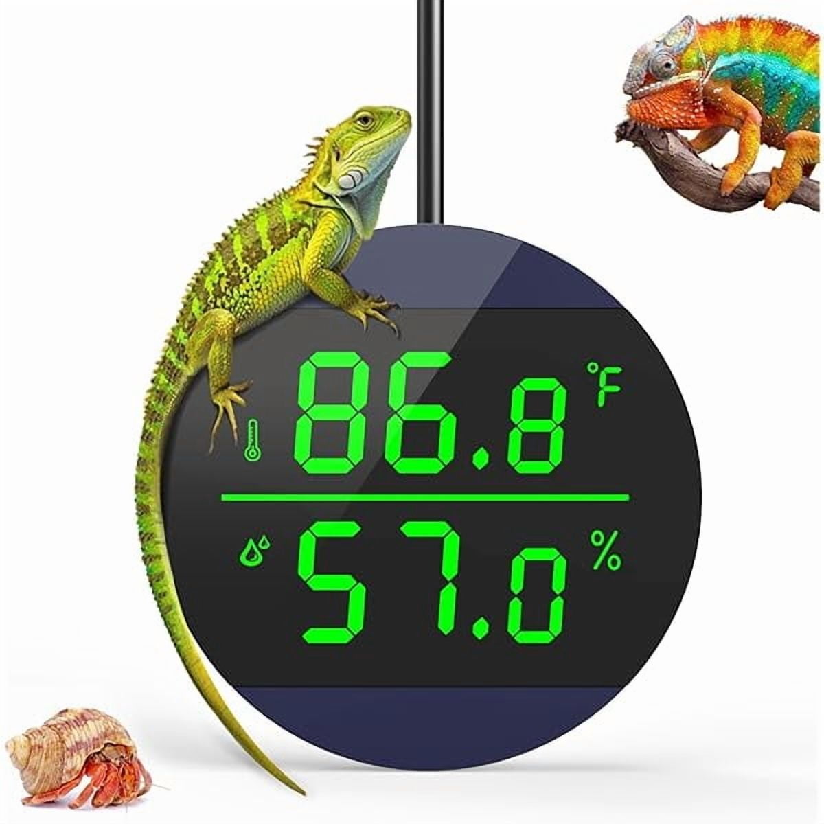 ZLC Reptile Thermometer and Humidity Gauge, LED Digital Thermometer Hydrometer, Reptile Tank Accessories for Bearded Dragon, Crested Gecko, Snake, Jumping Spider, Lizard, USB Power Supply (Blue)