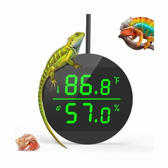 ZLC Reptile Thermometer and Humidity Gauge, LED Digital Thermometer Hydrometer, Reptile Tank Accessories for Bearded Dragon, Crested Gecko, Snake, Jumping Spider, Lizard, USB Power Supply (Black)