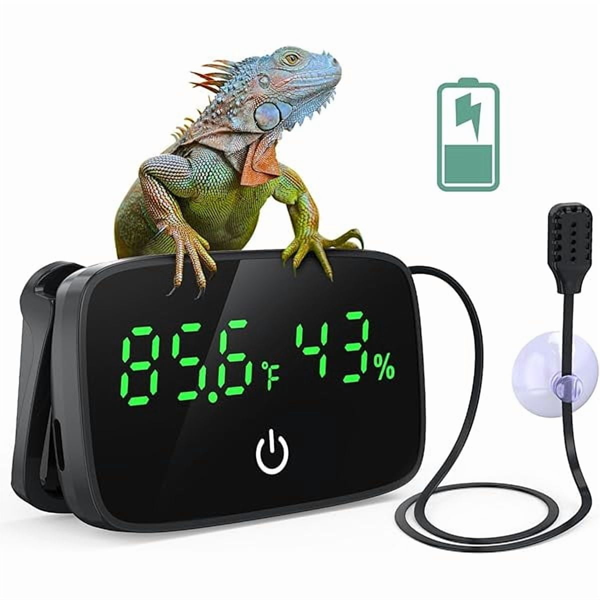 ZLC Reptile Thermometer Hygrometer, LED Digital Terrarium Thermometer and Humidity Gauge Snake Tank Accessories with USB Charging for Bearded Dragon, Tortoise, Reptile Tank, (Include 31.5'' Cable)