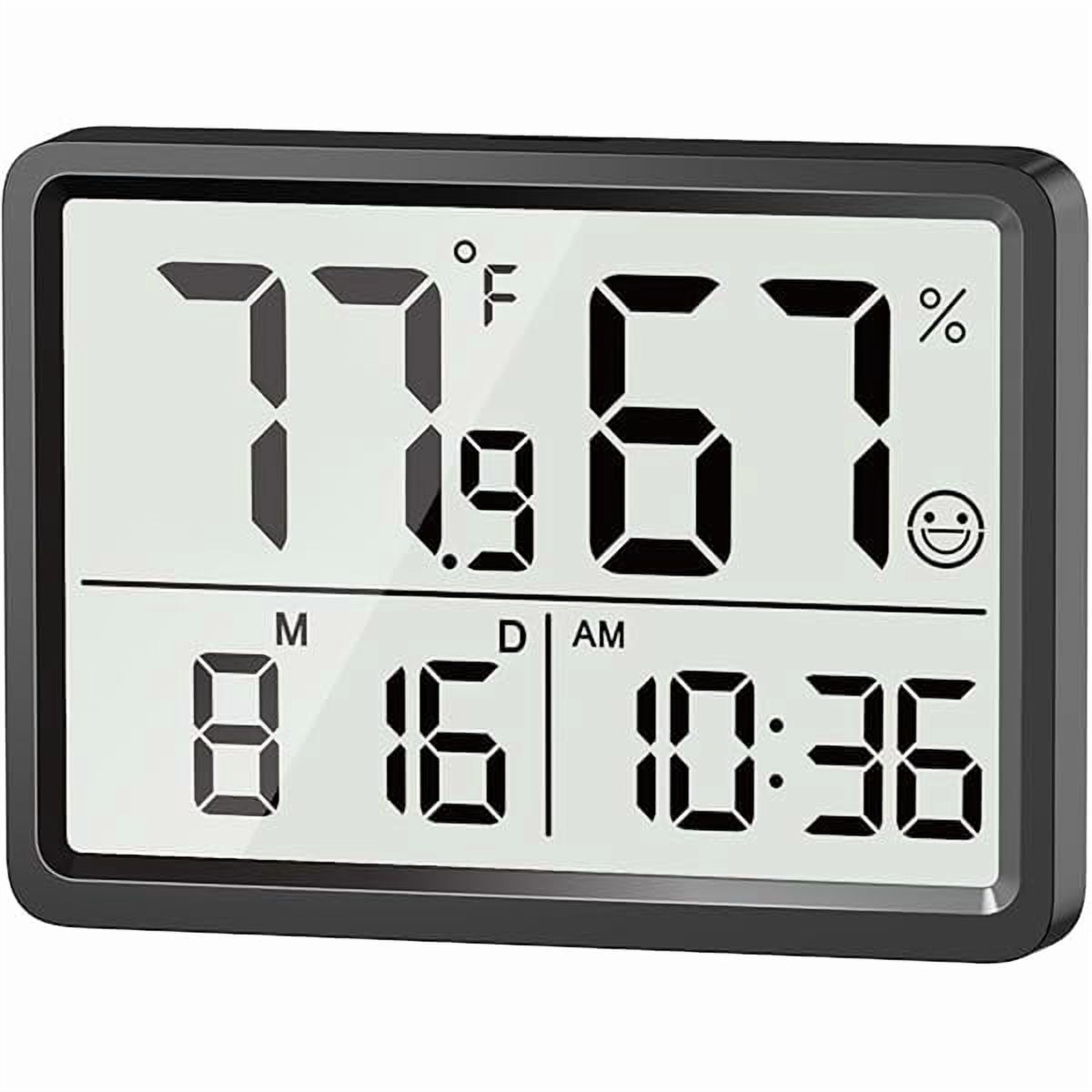 ZLC Room Thermometer Indoor - Hygrometer Temperature and Humidity Monitor with High Accuracy Sensor LCD Display Large Display Date Clock for Kitchen Baby Room Office (Black)