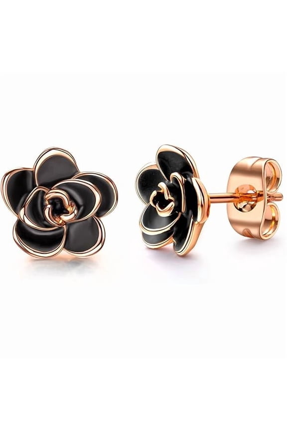 Rose Flower Stud Earrings for Women Sensitive Ears, Hypoallergenic Cute Gold And Silver Rose Flower Earrings Studs for Women Nickel Free