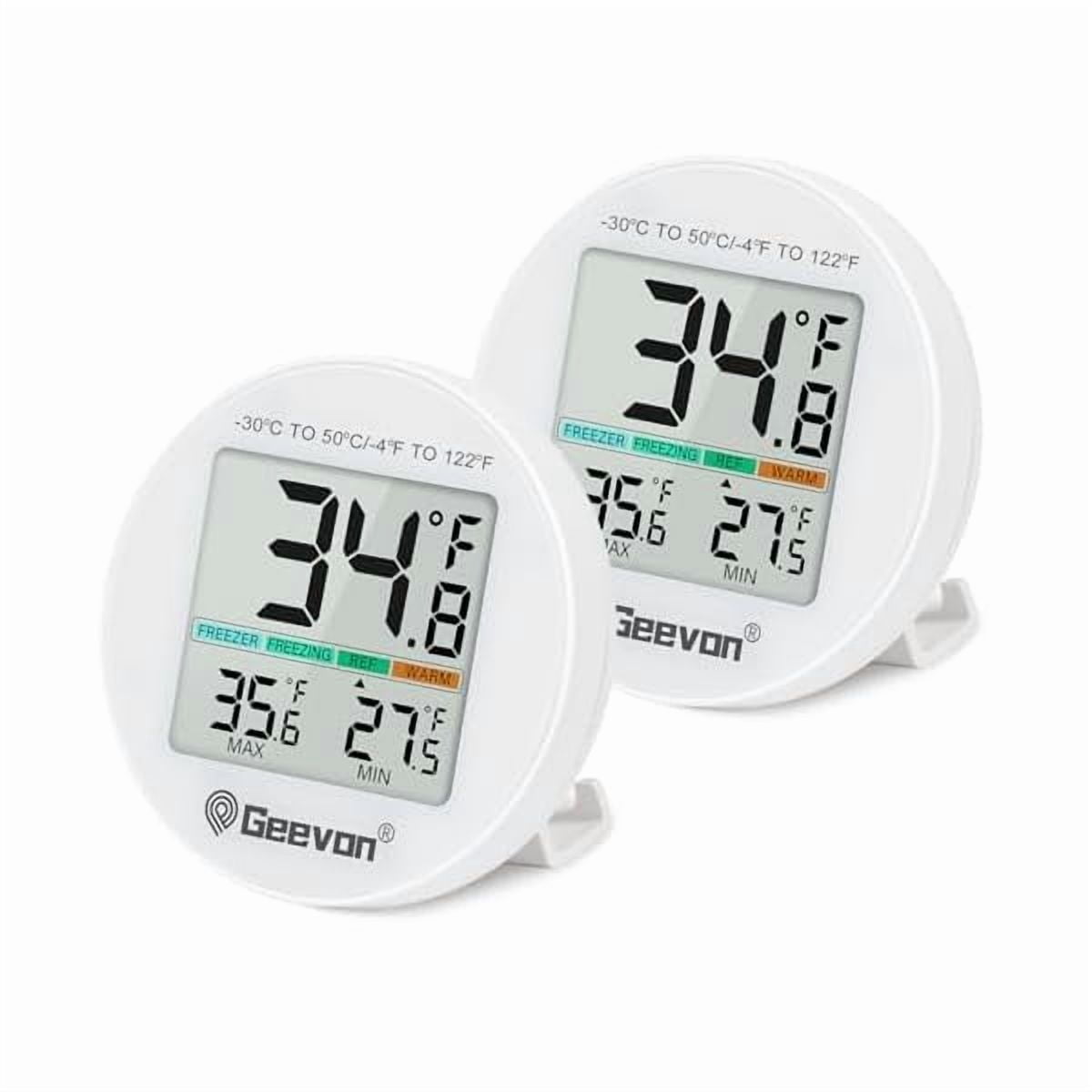 ZLC Small Digital Refrigerator Thermometer 2 Pack, IP65 Waterproof Commercial and Home Use, Max/Min Record Function with LCD Screen, Stand and Magnetic Back, for Fridge, Freezer Scenarios