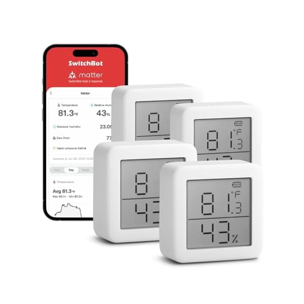 ZLC Smart Hygrometer Thermometer, Hygrometer Indoor Humidity Meter, Dewpoint/VPD/Absolute Humidity Sensor, Bluetooth Digital Temperature Monitor with Free Data Storage, 4-Pack