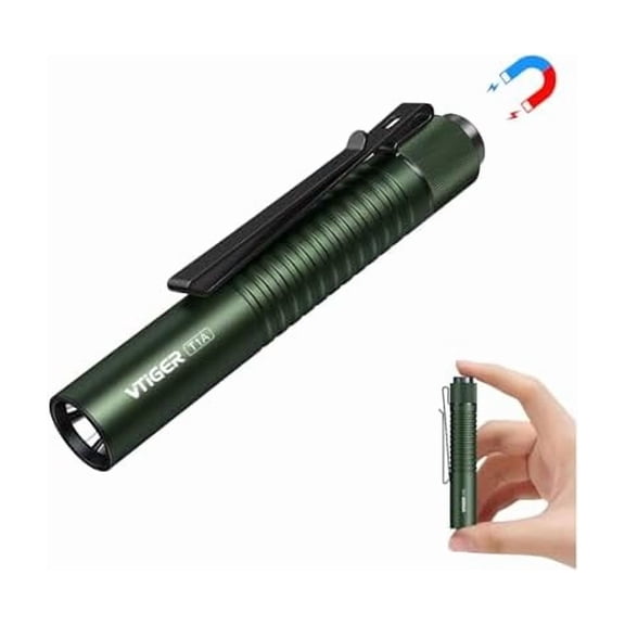 ZLC T1A Mini Pocket EDC Flashlight with Clip,1300 Lumen Compact AA Rechargeable LED Little Flashlights, Super Bright Tail Switch Small Flash Light with Magnet for Camping,Hiking,Outdoor,Emergency