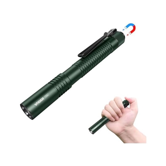 ZLC T2A Compact EDC Flashlight,1500 High Lumens AA Rechargeable LED Flashlight, Super Bright Small Tactical Tail Switch Pocket Pen Light with Magnet for Camping,Hiking,Outdoor,Home,Emergency