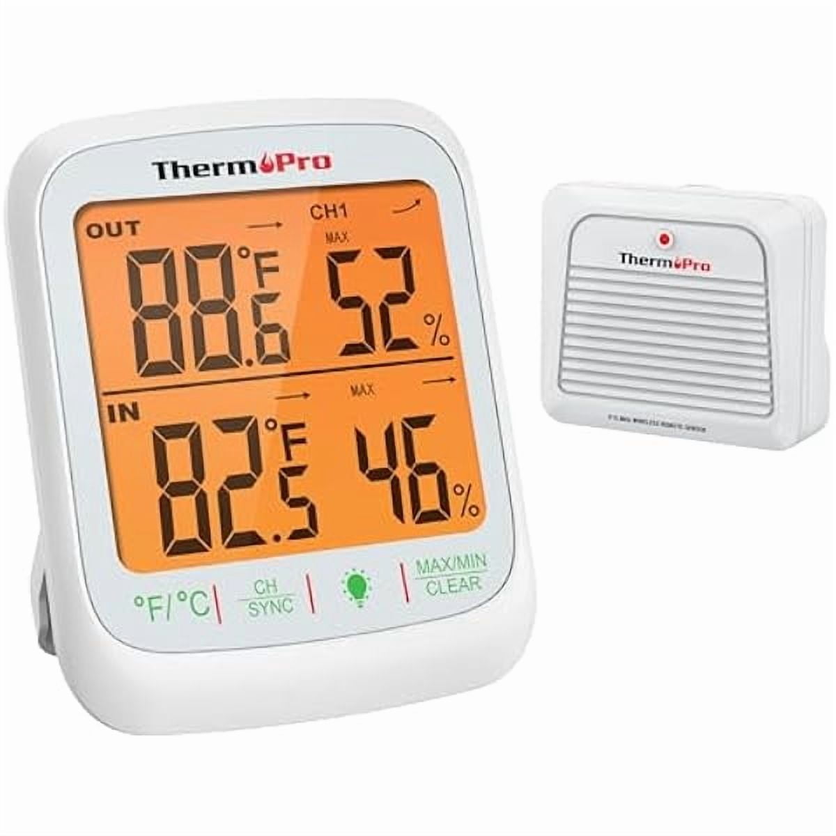 ZLC TP260B Indoor Outdoor Thermometer Wireless 1000ft/300m Range, Pro Accuracy Digital Hygrometer Humidity Meter with Remote Temperature Sensor, Inside Outside Thermometer for Home Patio Room