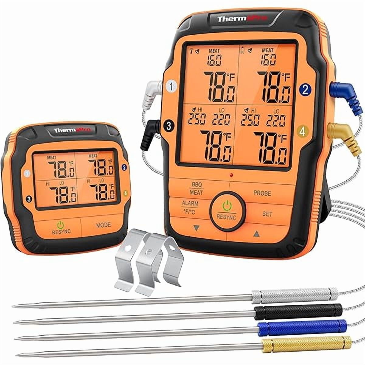 ZLC TP27 500FT Long Range Wireless Meat Thermometer for Grilling and Smoking with 4 Probes Smoker BBQ Grill Kitchen Food Cooking Digital Thermometer for Meat