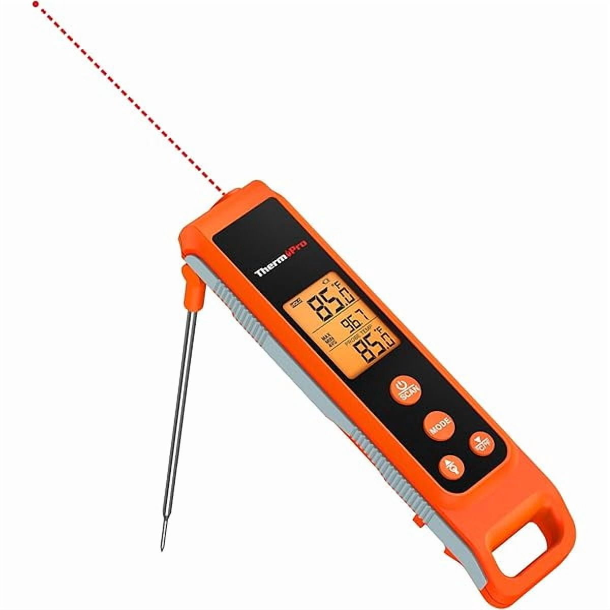ZLC TP420 2-in-1 Instant Read Thermometer for Cooking, Infrared Thermometer Cooking Thermometer with Meat Probe, Non-Contact Laser Meat Thermometer for Griddle Grill Pizza Oven HVAC Pool