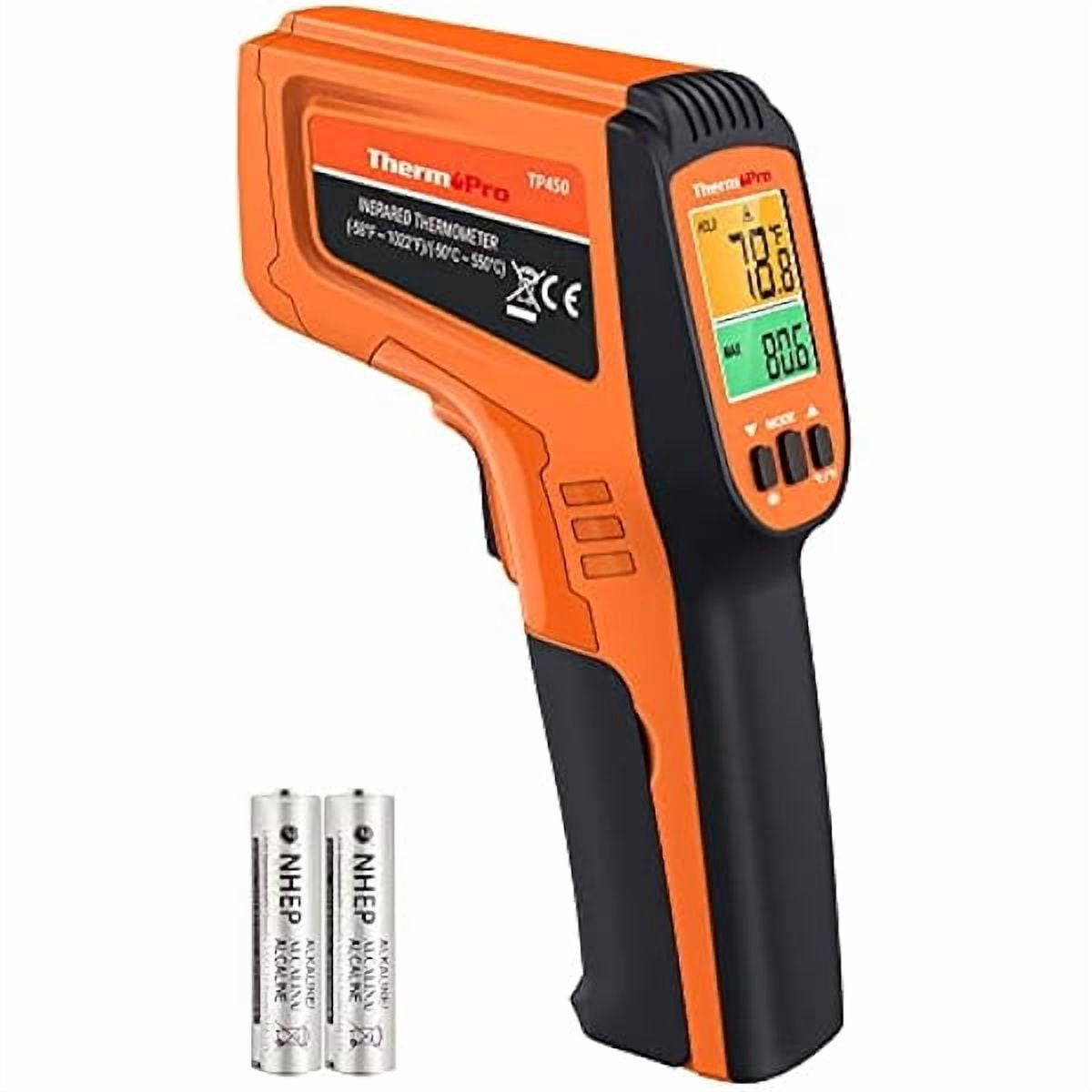 ZLC TP450 Dual Laser Temperature Gun for Cooking, Digital Infrared Thermometer for Pizza Oven Grill, Laser Thermometer Gun with Adjustable Emissivity Temp Gun -58℉to 1022℉(Not for Human)