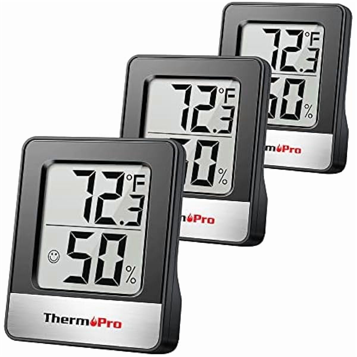 ZLC TP49 3 Pieces Digital Hygrometer Indoor Thermometer Humidity Meter Mini Hygrometer Thermometer with Temperature and Humidity Monitor Room Thermometer, Black