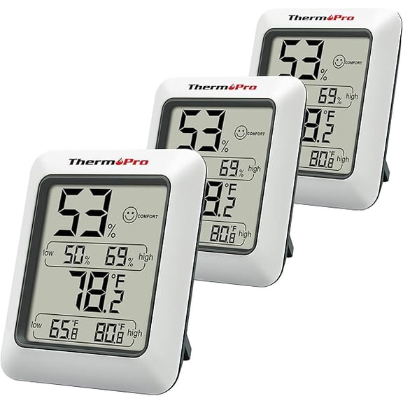 ZLC TP50 3 Pieces Digital Hygrometer Indoor Thermometer Room Thermometer and Humidity Gauge with Temperature Humidity Monitor