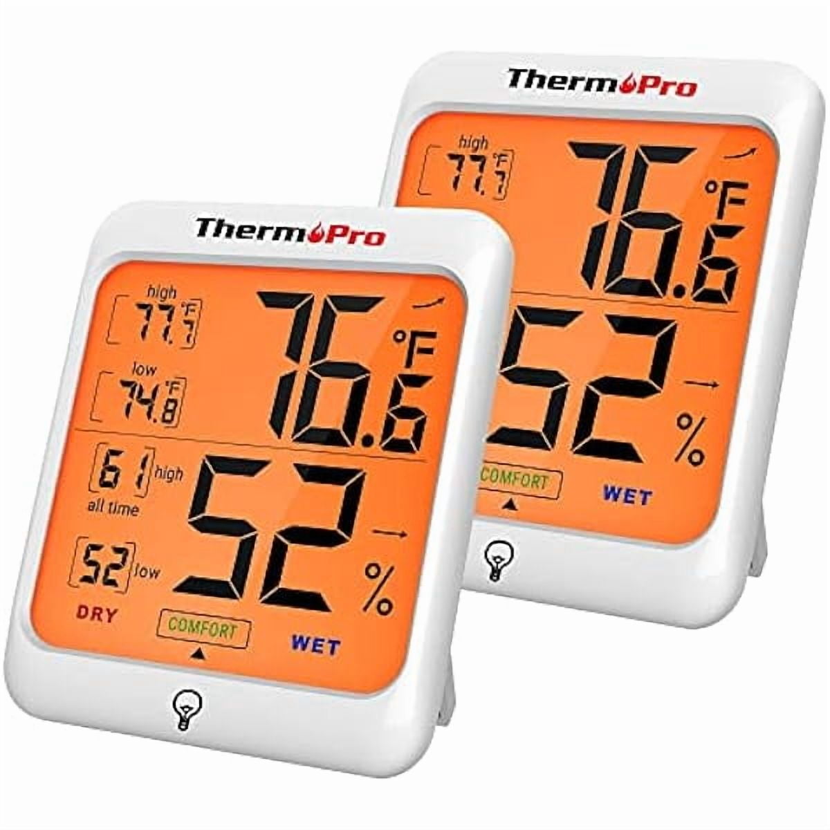 ZLC TP53 2 Pack Digital Hygrometer Indoor Thermometer for Home, Temperature Humidity Sensor with Comfort Indicator & Max Min Records, Room Thermometer Humidity Meter with Backlight Display