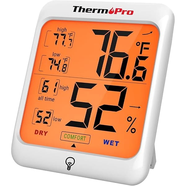 ZLC TP53 Digital Hygrometer Indoor Thermometer for Home, Temperature Humidity Sensor with Comfort Indicator & Max Min Records, Backlight Display Room Thermometer Humidity Meter, LCD