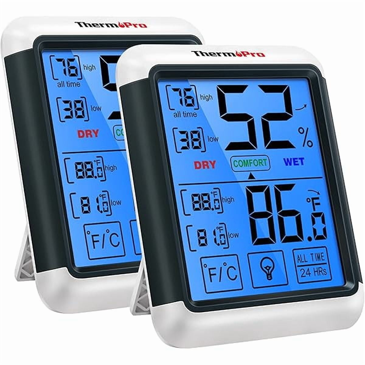 ZLC TP55 Digital Indoor Hygrometer Thermometer, 4-Inch Temperature/Humidity Monitor with Touchscreen and Backlit, Indoor Room Thermometer/Humidity Meter for House Home Greenhouse