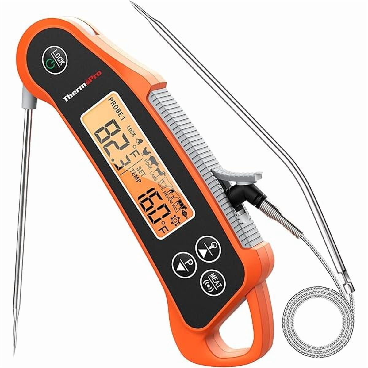 ZLC TP710 Instant Read Meat Thermometer Digital for Cooking, 2-in-1 Waterproof Kitchen Food Thermometer with Dual Probes and Dual Temperature Display for Oven, Grilling, Smoker & BBQ