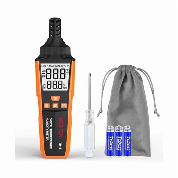 ZLC Temperature Humidity Meter, High Precision Digital Hygrometer with Ambient, Dew Point, Wet Bulb Temperature for Indoor Outdoor, Thermometer with Min/Max, Data Hold, LCD Backlight, TH11