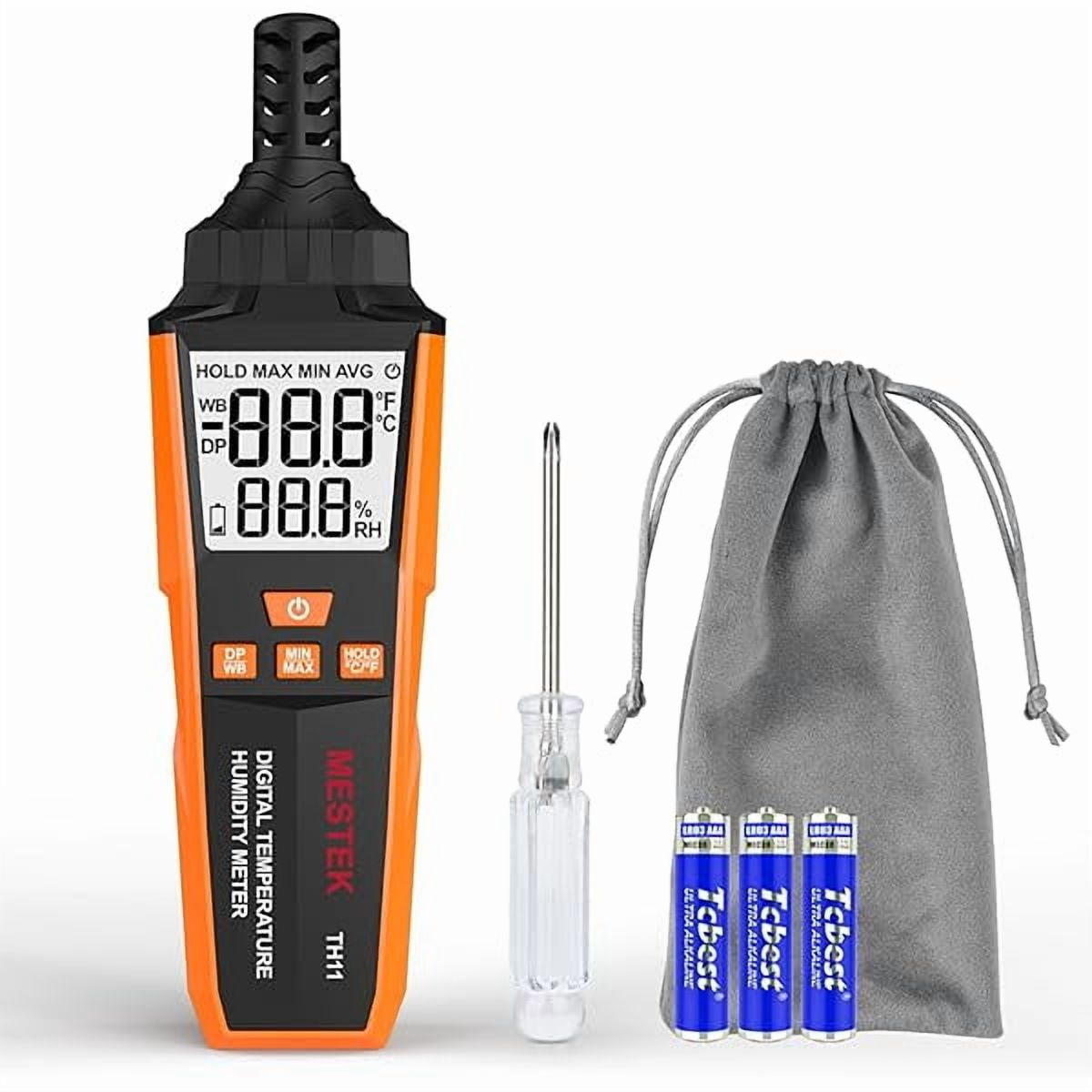 ZLC Temperature Humidity Meter, High Precision Digital Hygrometer with Ambient, Dew Point, Wet Bulb Temperature for Indoor Outdoor, Thermometer with Min/Max, Data Hold, LCD Backlight, TH11