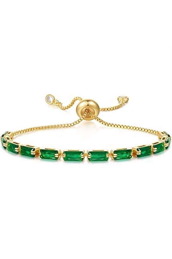 Tennis Bracelet for Women, 14K Gold Plated Cubic Zirconia Adjustable Slider Bracelets Trendy Jewelry Gift