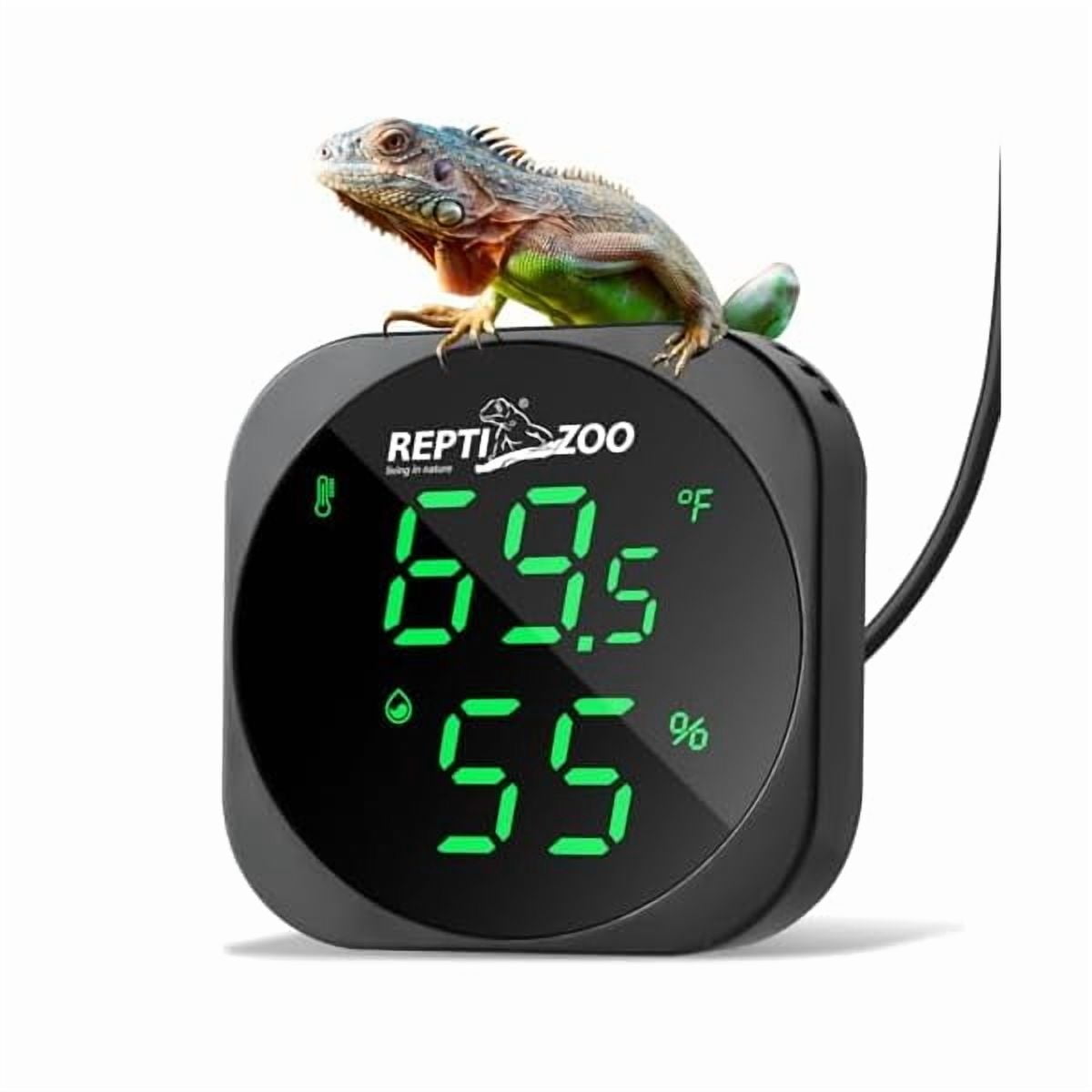 ZLC Thermometer Hygrometer, LED Digital Thermo Hygrometer for Reptile Terrarium Pet Rearing Box, Reptile Tank Thermometer with 55.2" Cable USB Power Supply