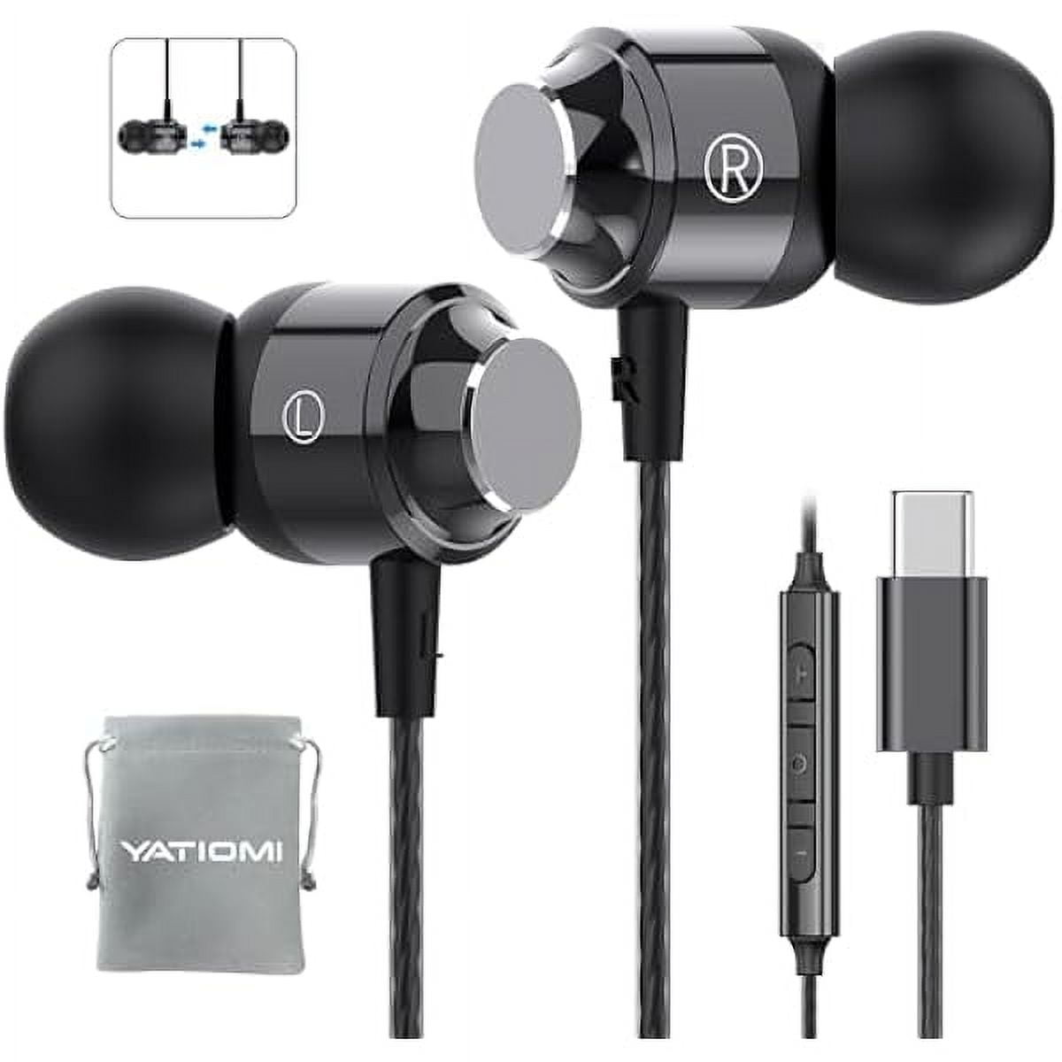 ZLC USB C Headphones for Samsung Galaxy S24 S23Ultra FE S22, USB C Earphones Wired with Mic Stereo Type C Headphones Magnetic in-Ear Type C Earbuds for Galaxy A55 A16 A35 ipad iPhone 16 15