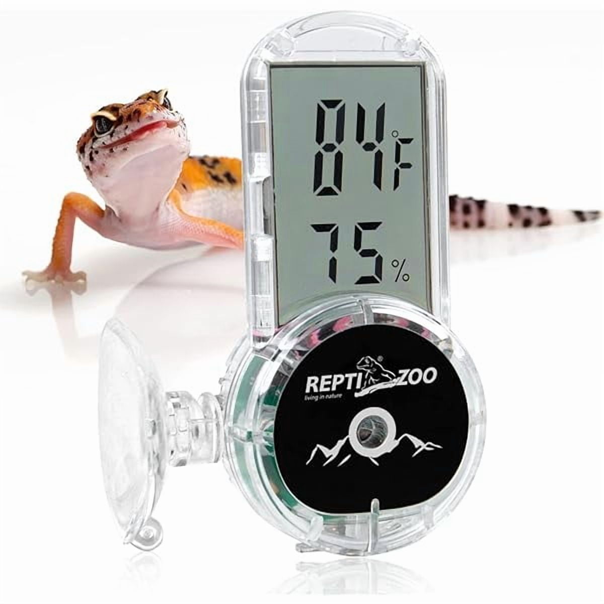 ZLC Upgraded Reptile Terrarium Thermometer Hygrometer,Digital Pet Temperature and Humidity Gauge with Suction Cup for Reptile Rearing Box Tank,4-Sides Mounting