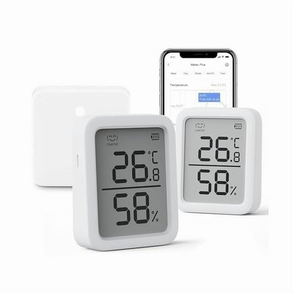 ZLC WiFi Thermometer Hygrometer Plus 2 Pack, Wireless Digital Indoor Temperature Gauge Humidity Monitor with App Alerts, for Home, Greenhouse, Basement and Pets, (Supports 2.4G WiFi)