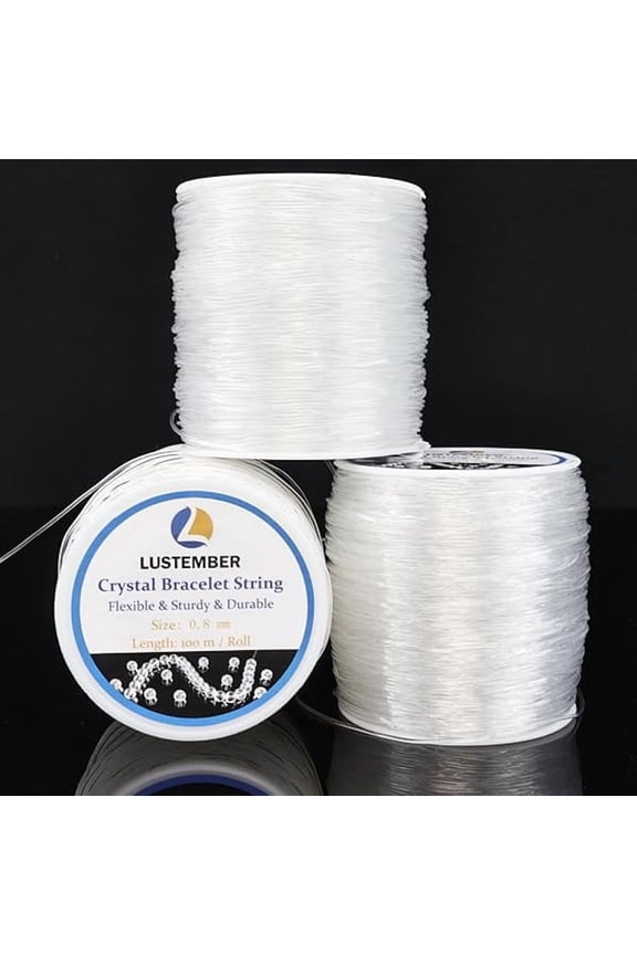 0.8 mm Stretchy Bracelet String, 3 Rolls Durable Elastic String, Clear Bead Cord for Bracelets, Necklaces, Beading, and Jewelry Making (300 m)