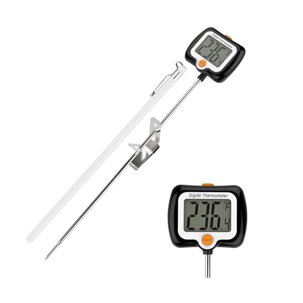 ZLC10 Inch Long Digital Candy Thermoometer with Pot Clip,Deep Fry Thermometer,Rotating Display, Best Instant Read Food Meat Thermometer for Candy Making or Deep Frying
