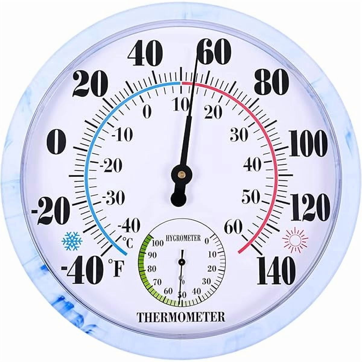 ZLC10'' Indoor Outdoor Thermometer Hygrometer, Wall Thermometer Hygrometer Analog, Battery Free Outdoor Thermometer Large Numbers, Decorative Room Thermometer Indoor