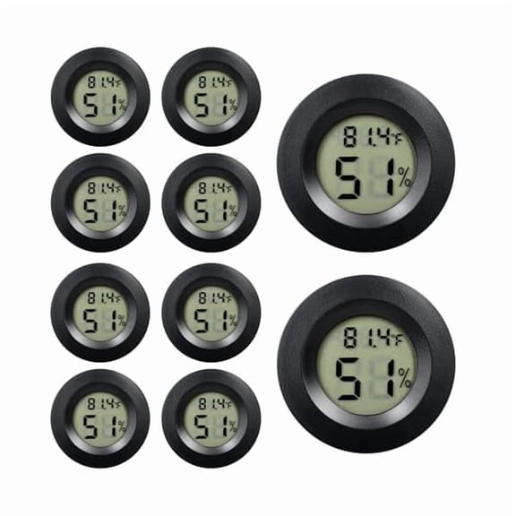 ZLC10 Pack Mini Hygrometer Thermometer - Digital Hygrometer Gauge LCD Monitor Temperature Humidity Meter Indoor Room Round Humidity Temperature Gauge for Greenhouse Home Kitchen