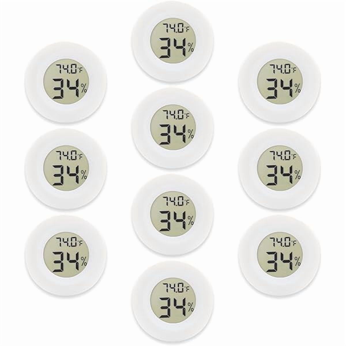 ZLC10-Pack Mini Thermometer Hygrometer, Small Digital Electronic Temperature Humidity Meters Gauge Indoor LCD Display for Greenhouse, Garden, Cellar, Fridge, Mason Jar(White)