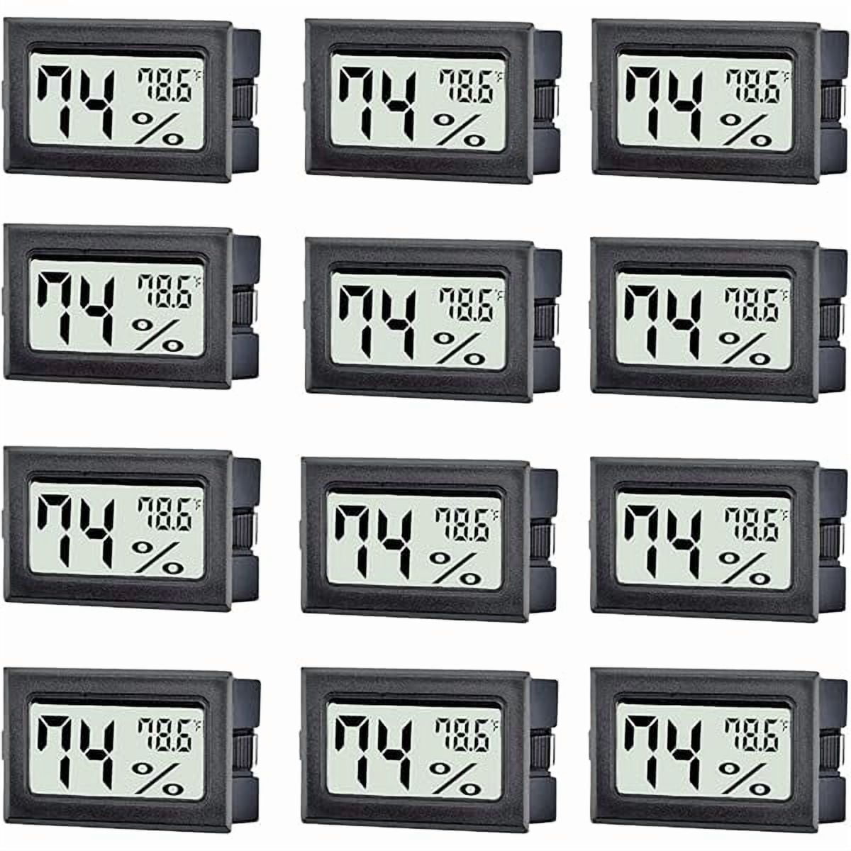 ZLC12 Pack Mini Digital Thermometer Hygrometer Indoor Temperature and Humidity Gauge Meter Monitor Fahrenheit (℉) for Humidor,Greenhouse,Reptile Tank,Home,Jars