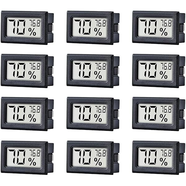 ZLC12 Pack Mini Small Digital Electronic Temperature Humidity Meters Gauge Indoor Thermometer Hygrometer LCD Display Fahrenheit (℉) for Humidors, Greenhouse, Garden