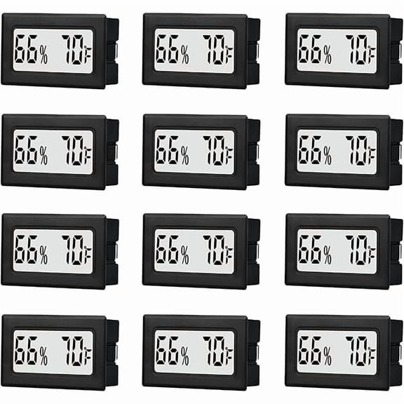 ZLC12 Pack Mini Small Digital Hygrometer Thermometer Indoor Temperature and Humidity Meter Gauge with Temp Humidity Sensor Monitor Fahrenheit () for Jars,Home,Room