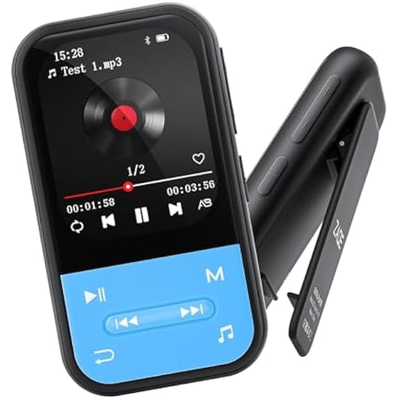ZLC128GB MP3 Player - Clip MP3 Player with Bluetooth 5.3, Portable Music Player with FM Radio, Voice Recorder, Pedometer, Mini Design Ideal for Sport, Earphones Included