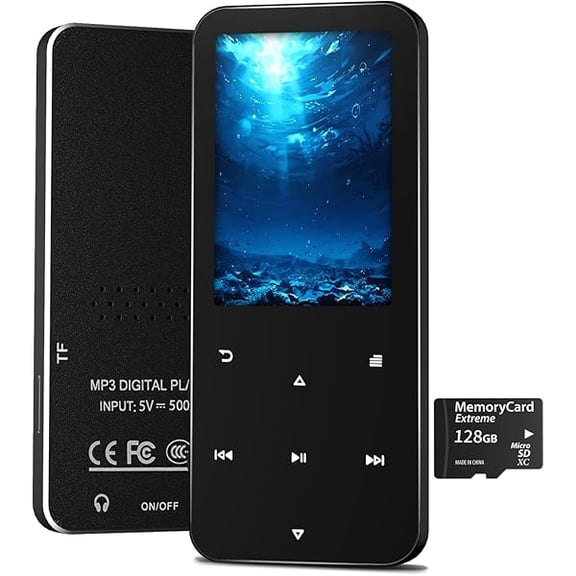 ZLC144GB MP3 Player, Bluetooth 5.2 Music Player, HiFi Sound Digital Music, Built-in HD Speaker, FM Radio, Voice Recorder, Earphones Included, MP3 Player for Friends, Kids, Students, Seniors (Black)